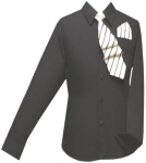 Boys Shirt w/ Tie and Hanky-(Black/ Black)